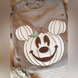 Disney Brown and White Pumpkin Mouse Sweatshirt